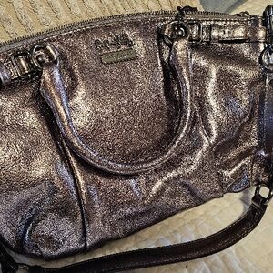 Coach Leather Metallic Pewter Silver Women's Bag